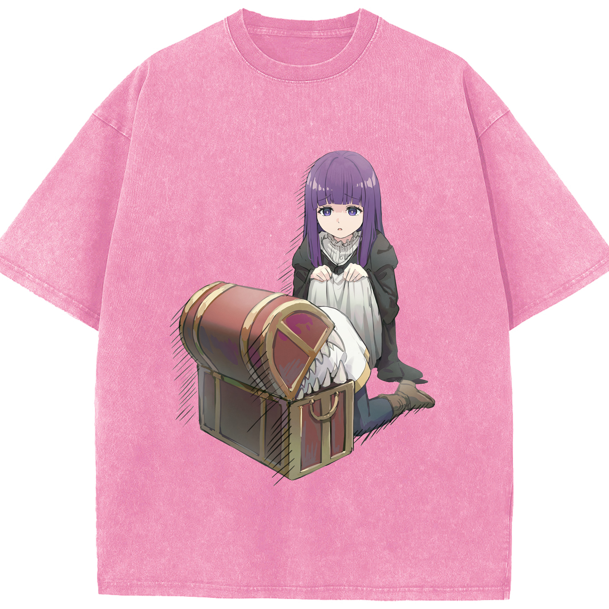 （画像用） 葬送のフリーレン Frieren 綿100% ヴィンテージ風 半袖Tシャツ（フロントプリント）